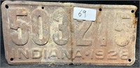 1928 INDIANA RUSTY LICENSE PLATE