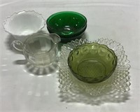 Dishes w/ milk glass
