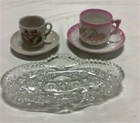 Tea sets w/ glass dish