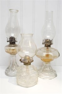3 ASSTD OIL LAMPS-SOME WITH OIL