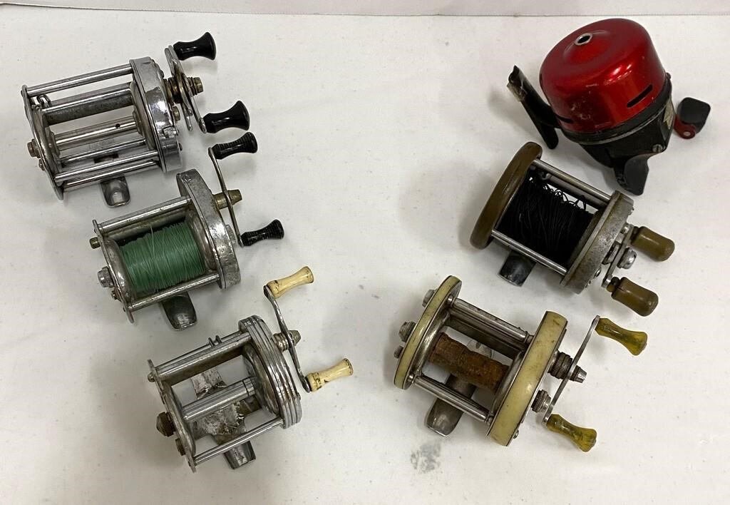 Six Vintage Fishing Reels