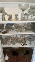 4 shelf lots of glassware, that includes