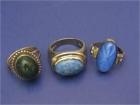 4 Sterling Silver Rings w/Stones
