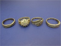 4 Sterling Rings(1 Cubic Zirconia, 2 Marcasite)
