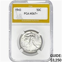 1943 Walking Liberty Half Dollar PGA MS67+