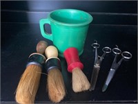 Rubber shaving mug brushes & scissors
