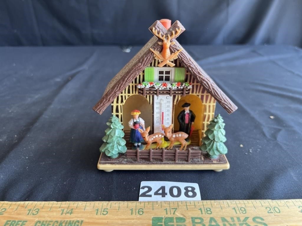 Vintage Plastic Chalet Thermometer