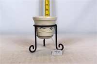 WROUGHT IRON VOTIVE HOLDER AND BLUE VOTIVE CUP