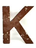 Vintage ‘K’ Metal Sign Letter 10” x 12”