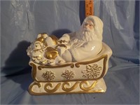 Ceramic covered Santa jar