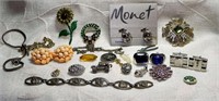 Misc Costume Lot: Monet Earrings, Flower Pin,