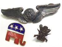 Small Group of 3 American Pins & Earring