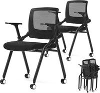 FYLICA Foldable Office Chair Set of 2  Black