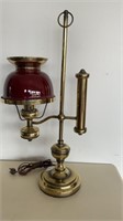 Vintage lamp with metal shade, colonial style,