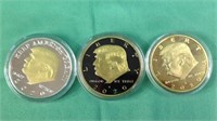 Set of three different 2020 trump coins