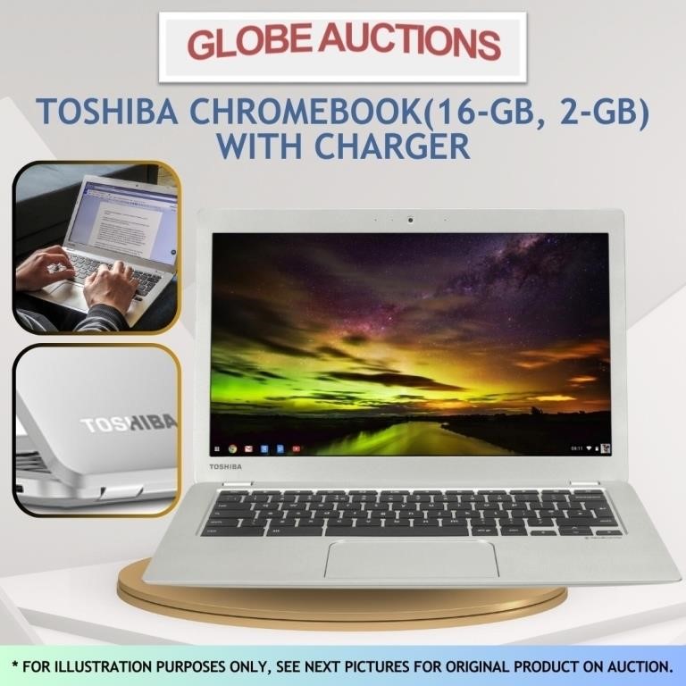TOSHIBA CHROMEBOOK(16-GB, 2-GB)+CHARGER+WARRANTY