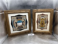 2) NAVAJO SANDPAINTING PICTURES , FRAMED /MATTED