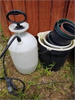 Garden Sprayer, Pots and Bucket