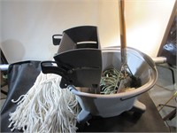 Mop Bucket w/Ringer, Mop and Accessories