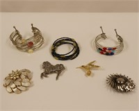 7pc Bracelet & Brooches Lot