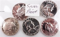 Coin 5 Silver Proof Half Dollars Kennedy/ Franklin