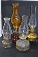 4 Vintage Hurricane Oil Lamps