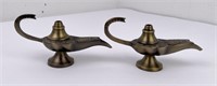 Pair of Brass Aladdin Genie Oil Lamps
