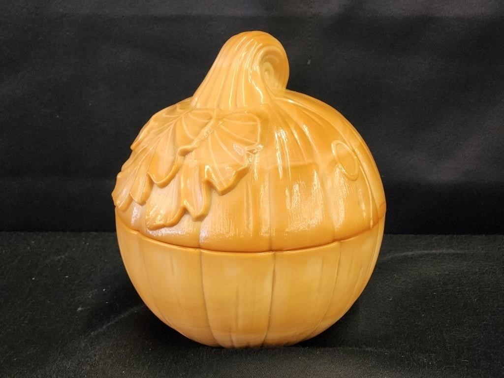 LONGABERGER MILK GLASS PUMPKIN DISH