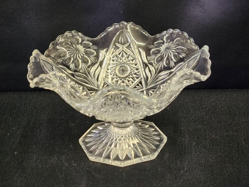 IMPERIAL GLASS COSMOS RUFFLED CANDY DISH