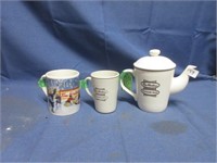vintage Tim hortons always fresh teapot and mugs .