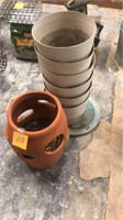 flower pots clay pot has a little damage