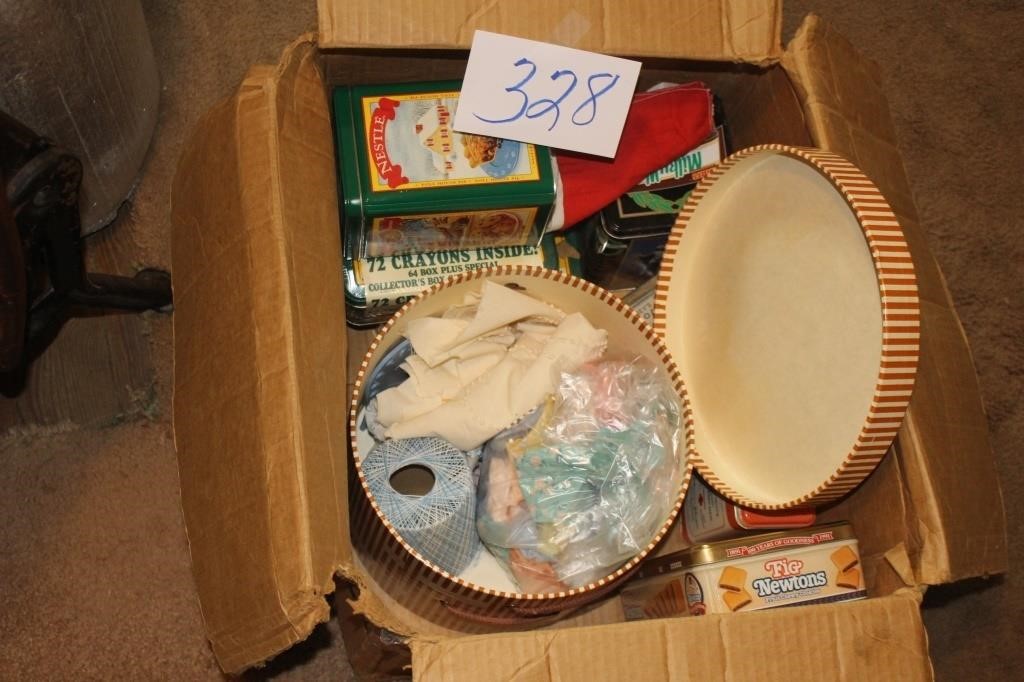 LOT OF SEWING, TINS, MISC