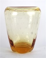 AMBER ART GLASS VASE WITH CONTROLLED BUBBLE