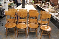 8pc Oak Chairs (6 matching, 2 matching)
