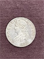 1833 Capped Bust half dollar silver coin 89%