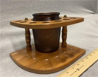 Vintage Solid Wood Pipe Stand with Homidor