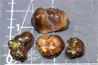 Fire Agate, 2 Unpolished Windowed, 2 Rough,10grams