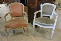 French Salon Ceruse Wood Armchairs.