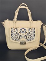 Brighton White w/ Blue Accent Handbag & Dust Cover