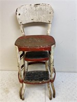 Vintage red and white stepstool