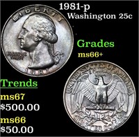 1981-p Washington Quarter 25c Grades GEM++ Unc