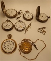 (7) Pocket Watches - Key Wind - German Silver