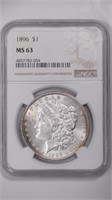 1896 Morgan Silver $ NGC MS63