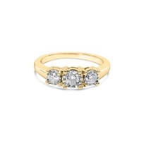 10K Gold 0.50 Ct Round Diamond 3 Stone Illusion Pl