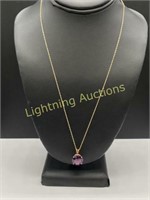 14K YELLOW GOLD AMETHYST PENDANT NECKLACE