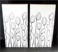 MATCHING ART PRINTS Black / White Flowers Floral