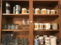 Cabinet w/Insulated Cups & misc Kitchen Glassware