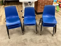 8 Stackable Kids Chairs, 13"x18”x20 1/2”