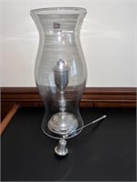 Vintage Blenko Hurricane Globe w/ Pewter Lamp