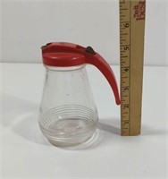 Vintage GlassRed Lid Syrup Despenser